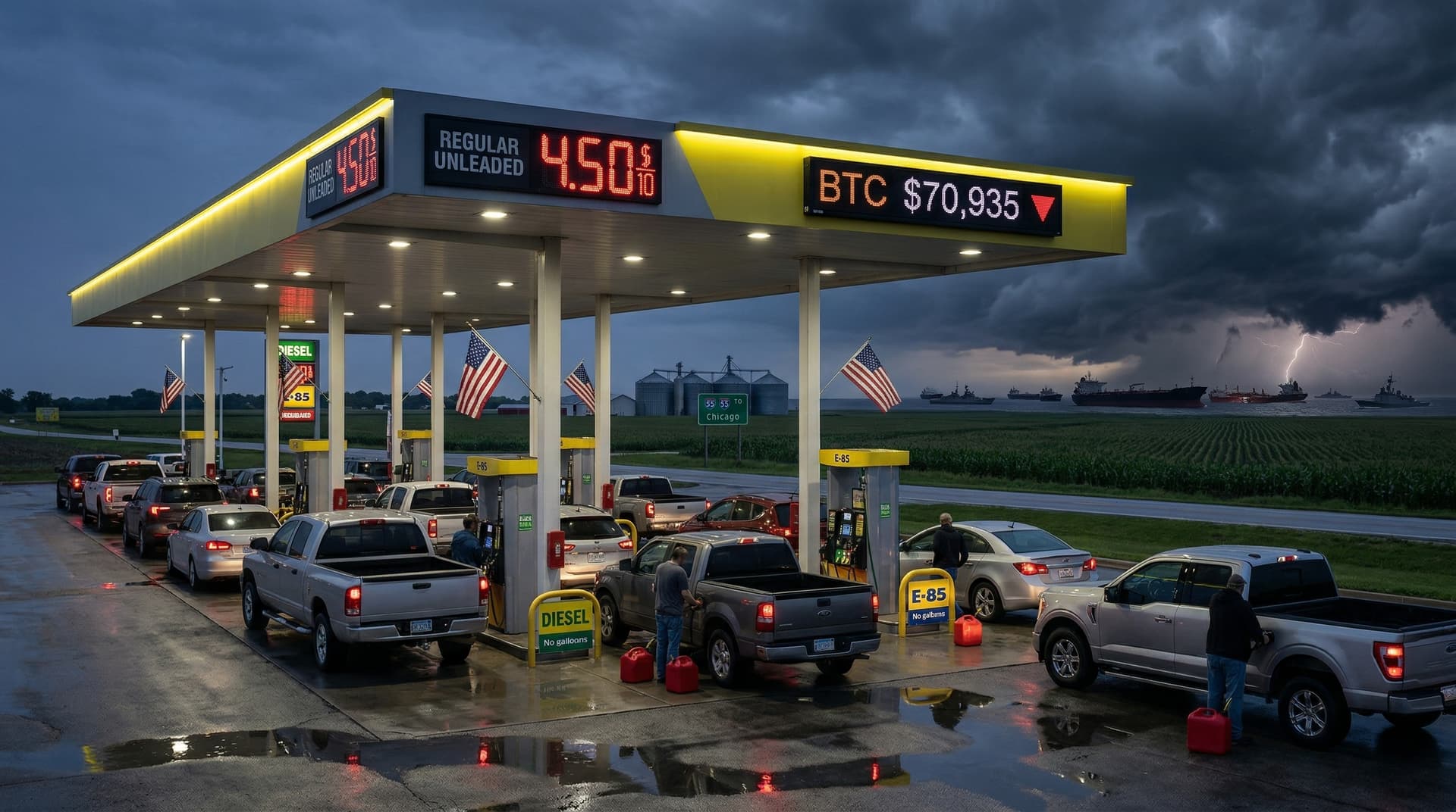 Bitcoin $70K Dip: Iran Tensions Drive 20% Illinois Gas Price Fears