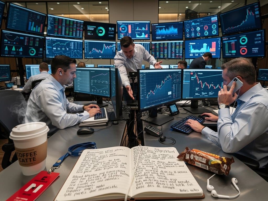 Traders analyze BTC prices at $77K, Ohio midterm polls, and sports betting revenue charts on terminals at Chicago's CME Group trading floor